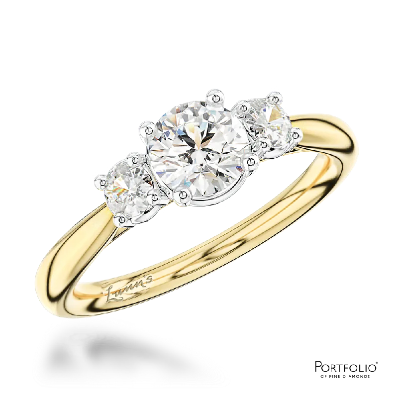 women luxury rings -Three Stone 0.40ct F SI1 Diamond Yellow Gold/Platinum Ring