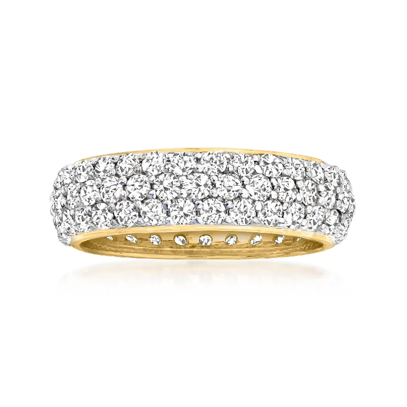 women stacked engagement rings -Ross-Simons Micropave Diamond Eternity Band in 14kt Yellow Gold