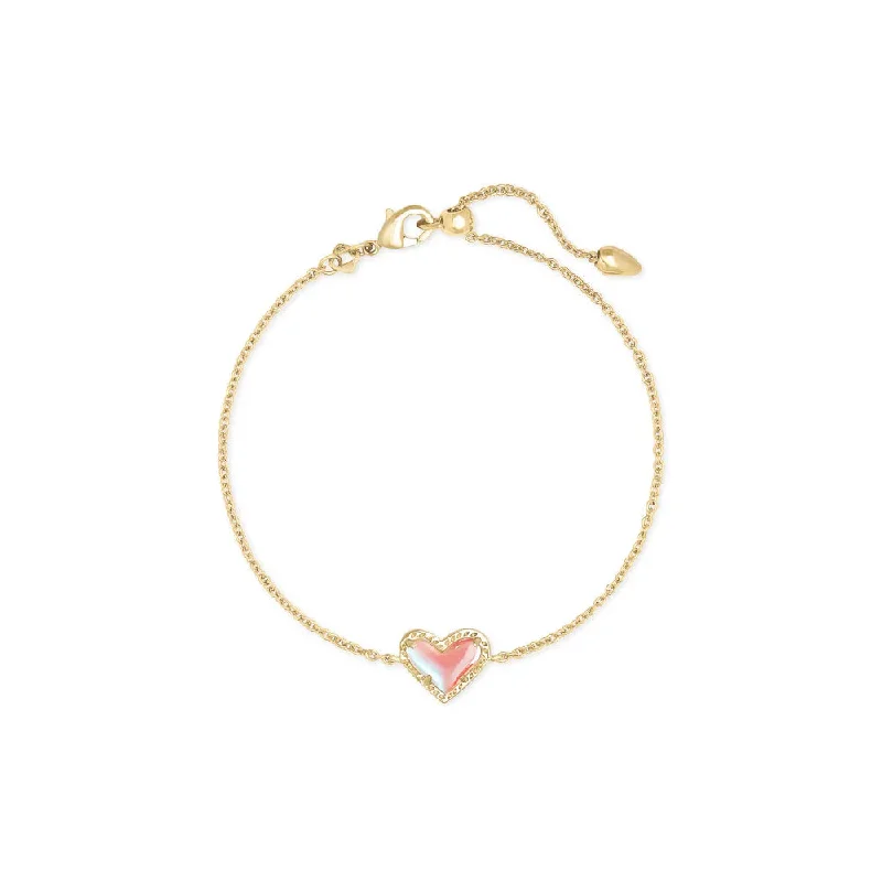 women gold plated bangles -Kendra Scott Ari Heart Gold Chain Bracelet