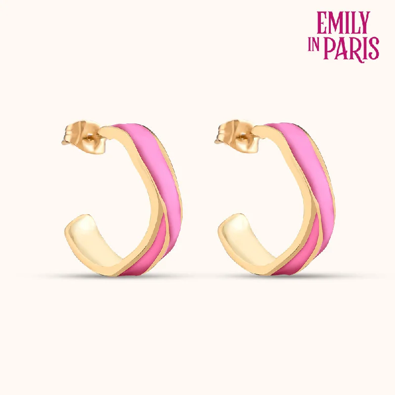 women oversized earrings -Pink Round Hoop Earrings