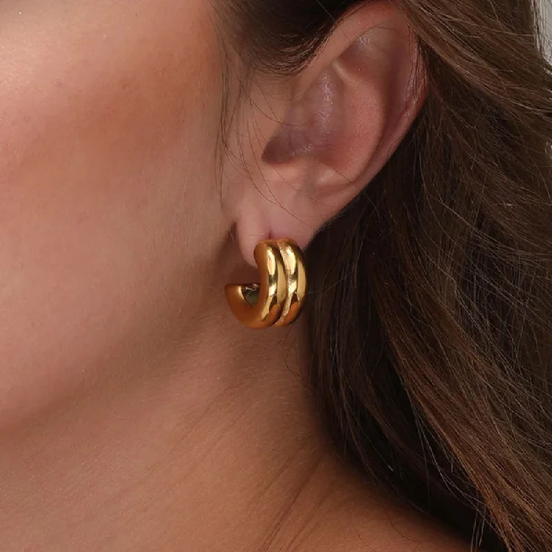 women chic earrings -Plain Chunky Hoop Earrings