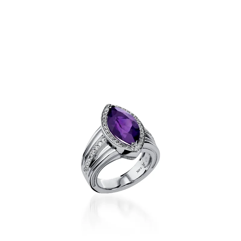 women heart-shaped rings -Elixir Gemstone Ring with Diamonds