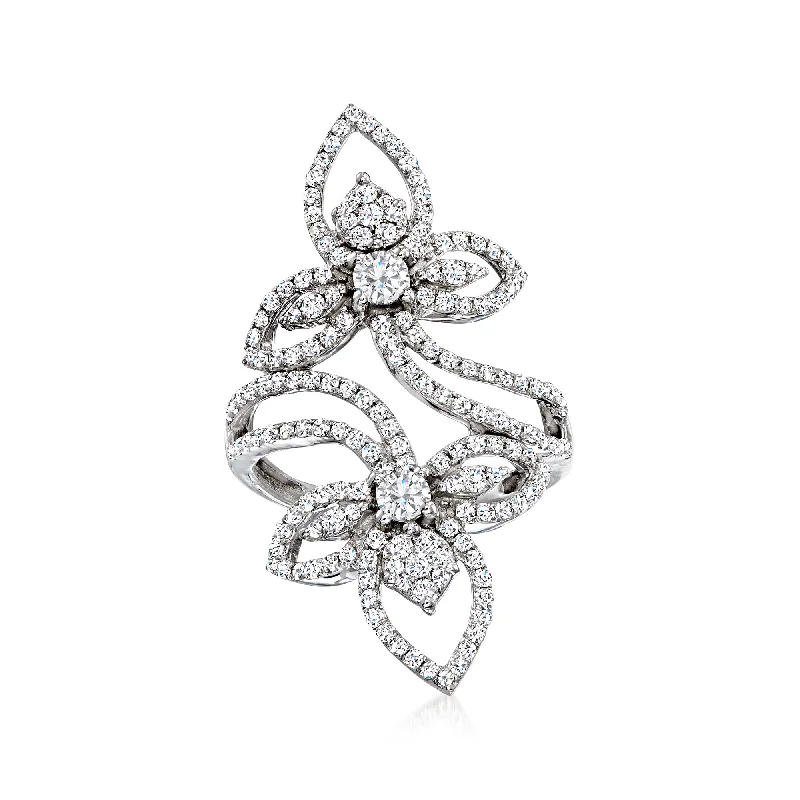 women eco-friendly engagement rings -Ross-Simons Diamond Floral Cluster Ring in 14kt White Gold