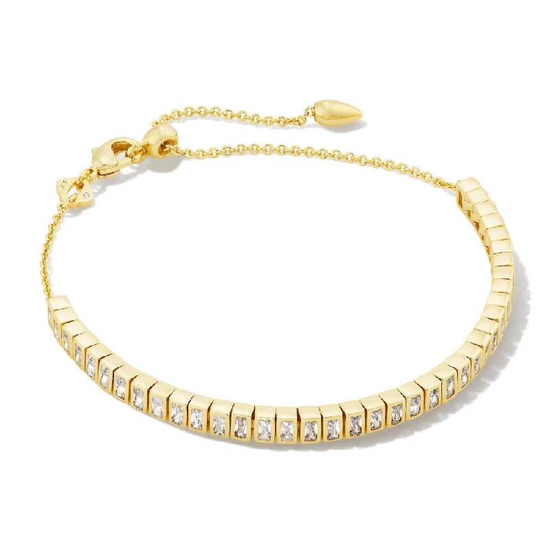 women elastic bracelets -Kendra Scott Gracie Tennis Chain Bracelet-White CZ