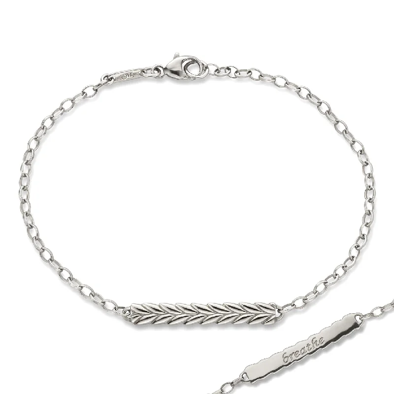 women crystal bangles -"Breathe" Leaf Poesy Sterling Silver Bracelet