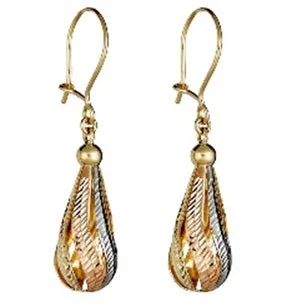 women wedding earrings -14KT Gold Tri-Color Drop & Dangle Earrings