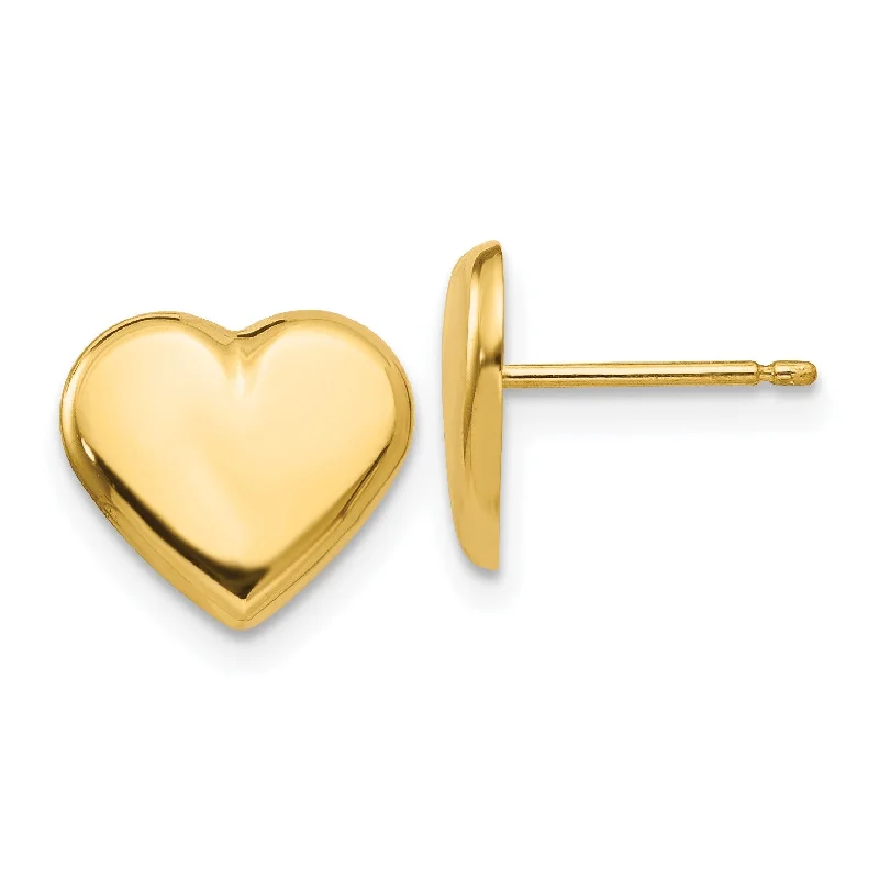 women oversized earrings -14KT Yellow Gold 9X10MM Heart Stud Earrings