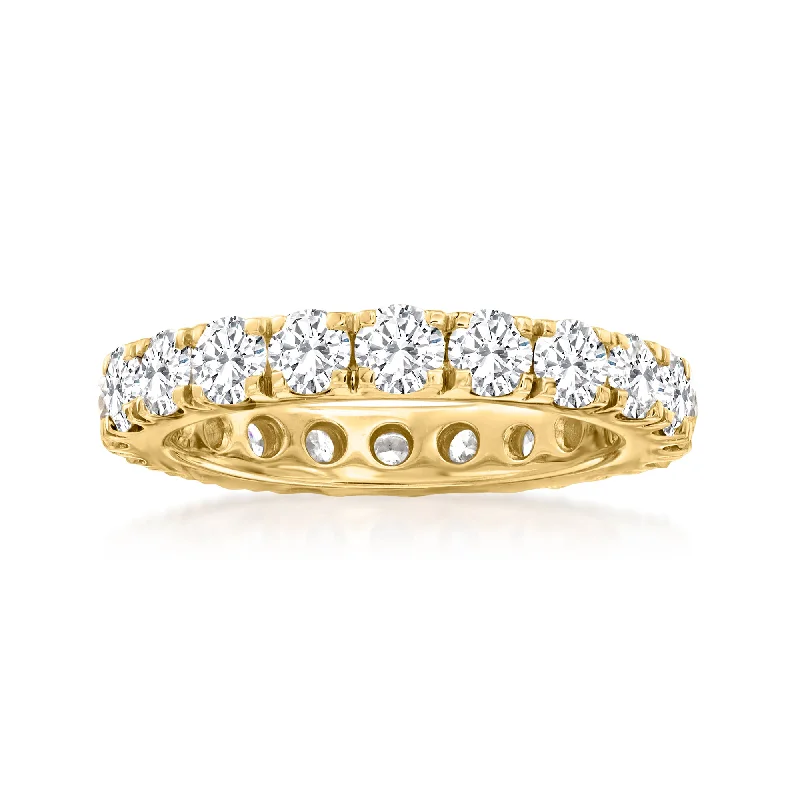 women emerald-cut engagement rings -Ross-Simons Diamond Eternity Band in 14kt Yellow Gold