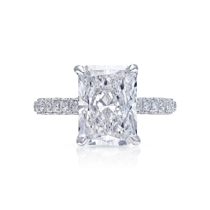 women anniversary rings -Livia 5 Carats G SI1 Radiant Cut Lab-Grown Diamond Engagement Ring in White Gold