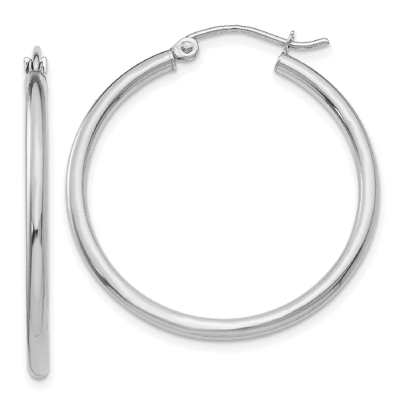 women chic stud earrings -14KT White Gold 30X2MM Hoop Earrings