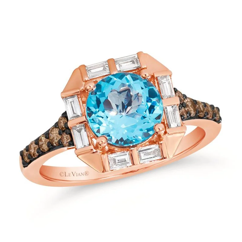 women stackable engagement rings -Le Vian Blue Topaz Ring