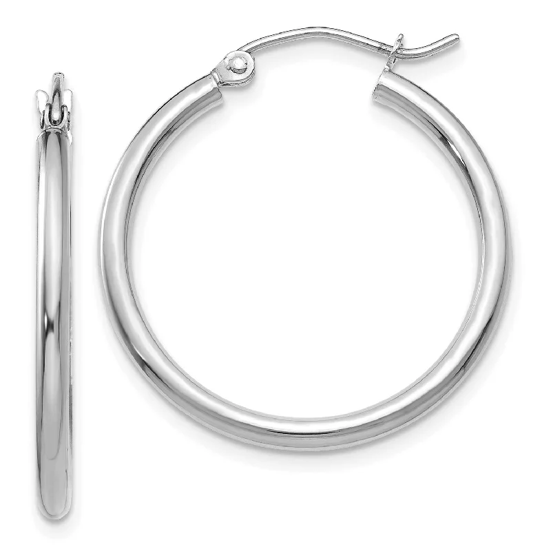 women dazzling earrings -14KT White Gold 25X2MM Hoop Earrings