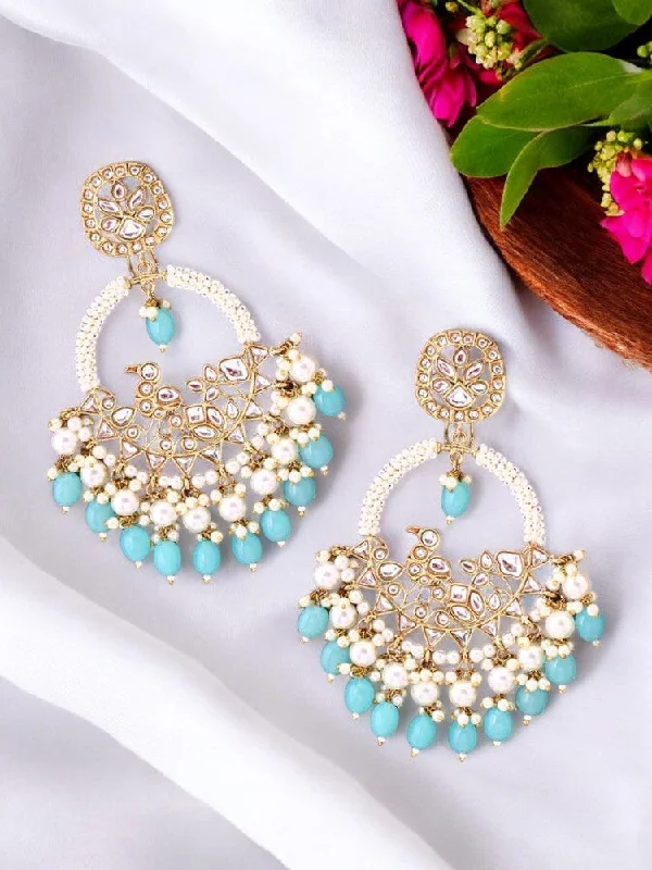 women sparkling earrings -Turquoise Nishi chandbalis