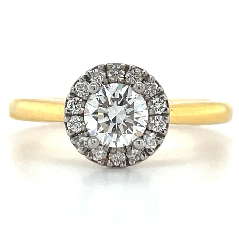 women luxury engagement rings -Indy - 18ct Yellow Gold .69ct Round Halo Earth Grown Diamond Engagement Ring