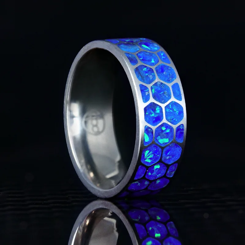 women gemstone engagement rings -Hexagon Winter's Howl Glowstone Ring