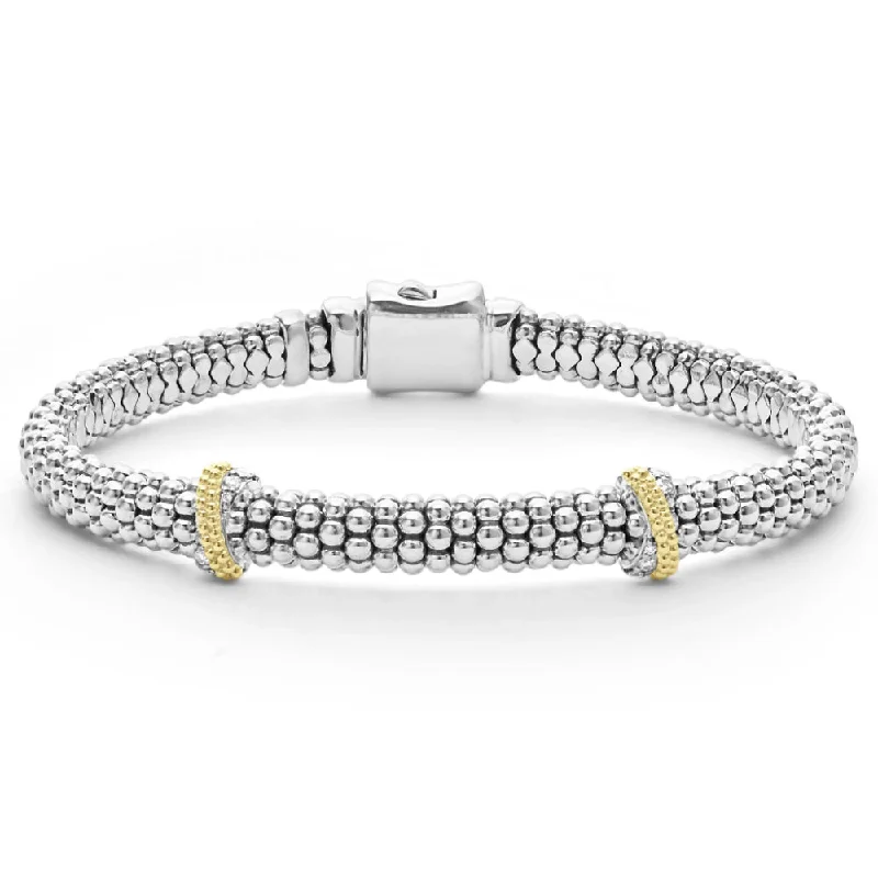 women affordable bracelets -Lagos Caviar Lux Double X Diamond Bracelet