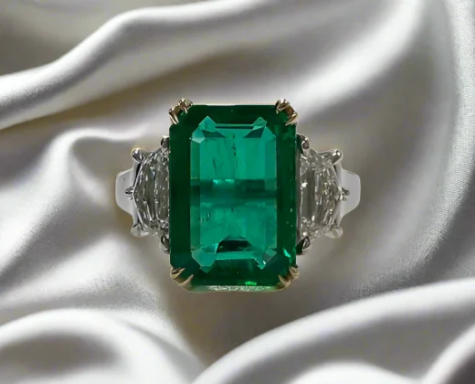 women gemstone engagement rings -Anastasia 3.76 Emerald Cut Emerald Gemstone Ring in Platinum By Mike Nekta NYC