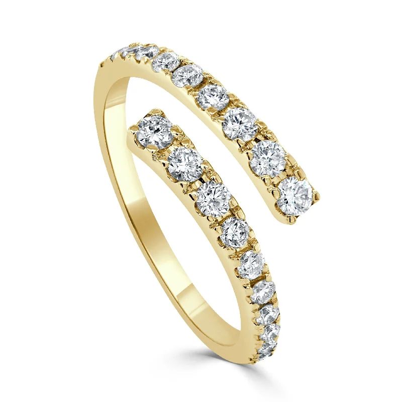 women trendy rings -14K Gold & Diamond Crossover Ring