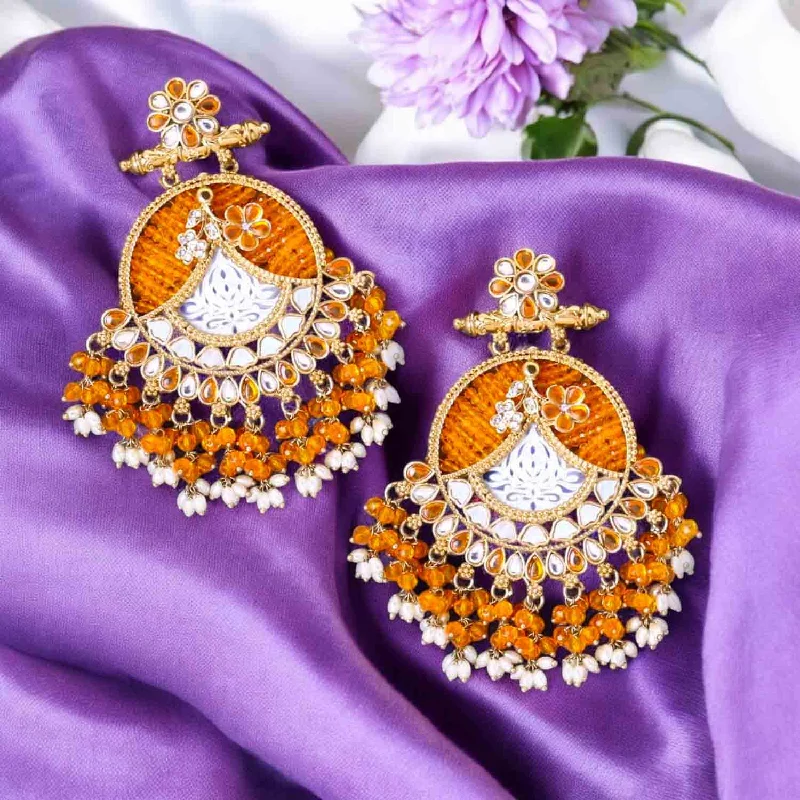 women luxury gold earrings -Mustard Fareena Chandbalis