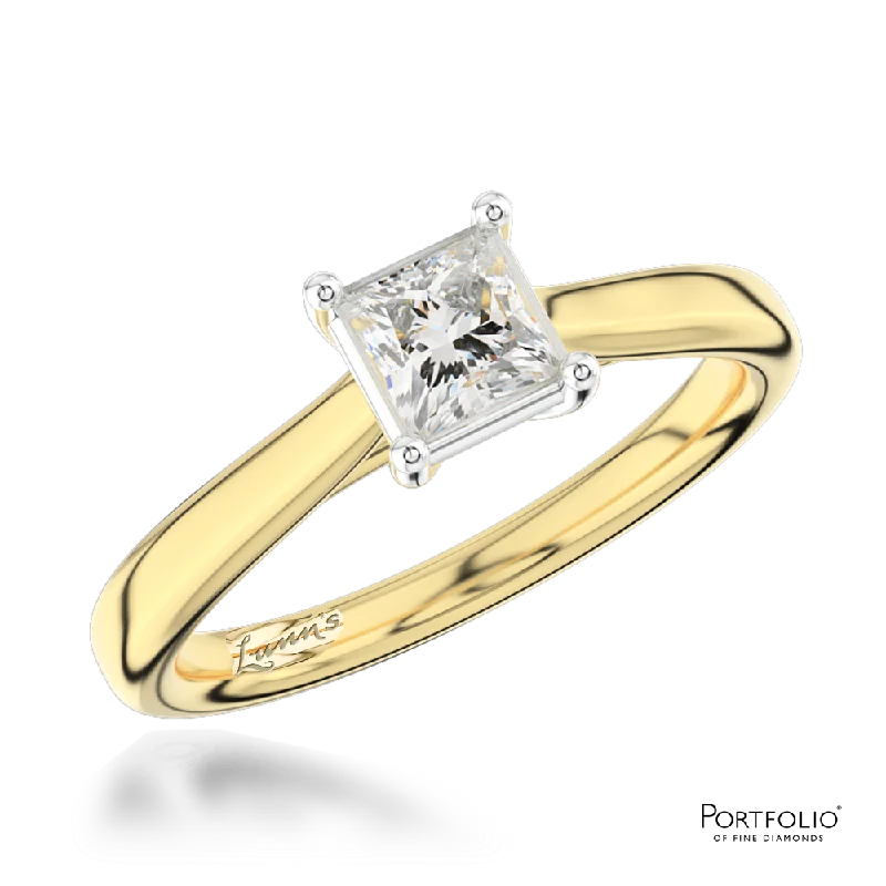 women chic rings -Solitaire 0.50ct G SI1 Diamond Yellow Gold/Platinum Ring