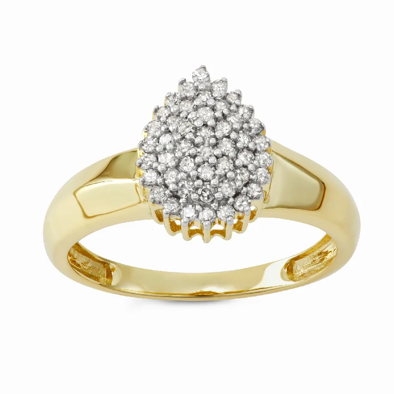 women silver-plated rings -1/3ctw Diamond Cluster Ring