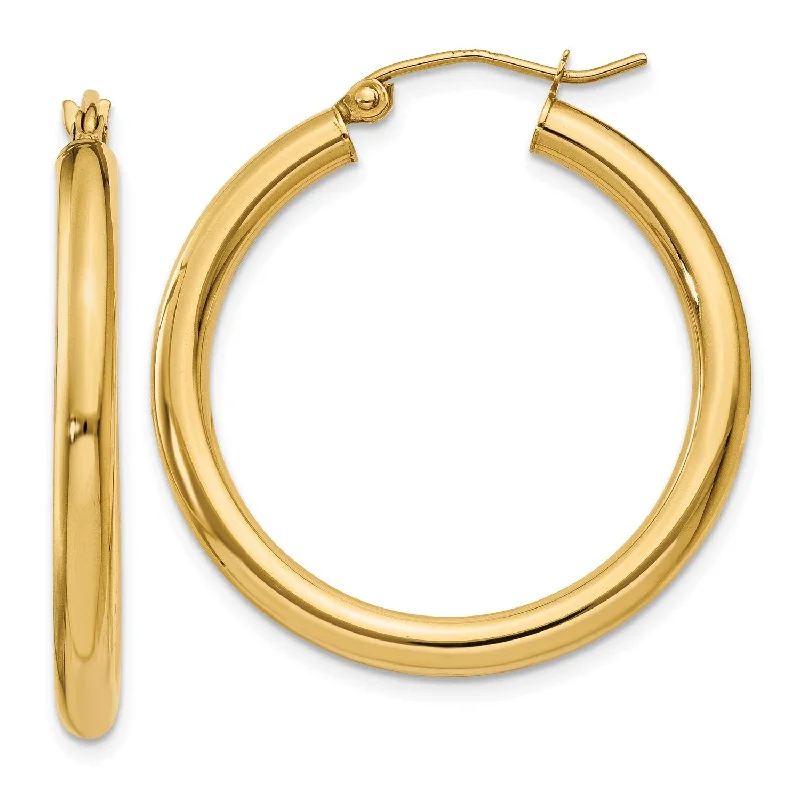 women clip-on earrings -14KT Yellow Gold 30X3MM Hoop Earrings