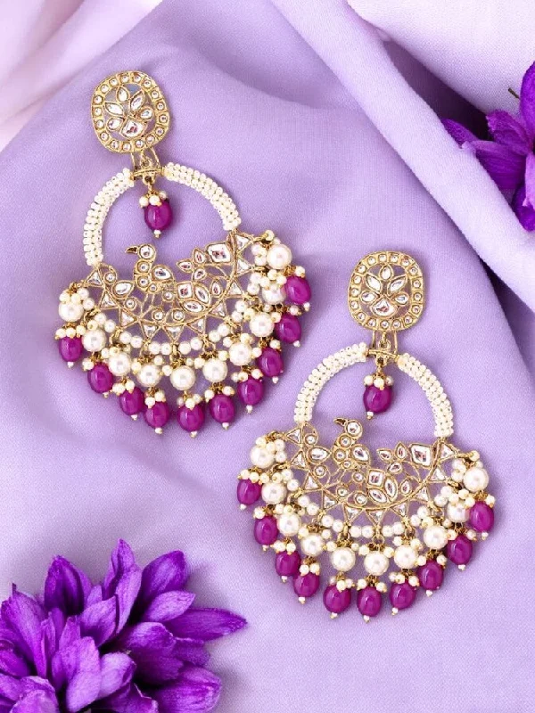 women handmade earrings -Purple Nishi chandbalis