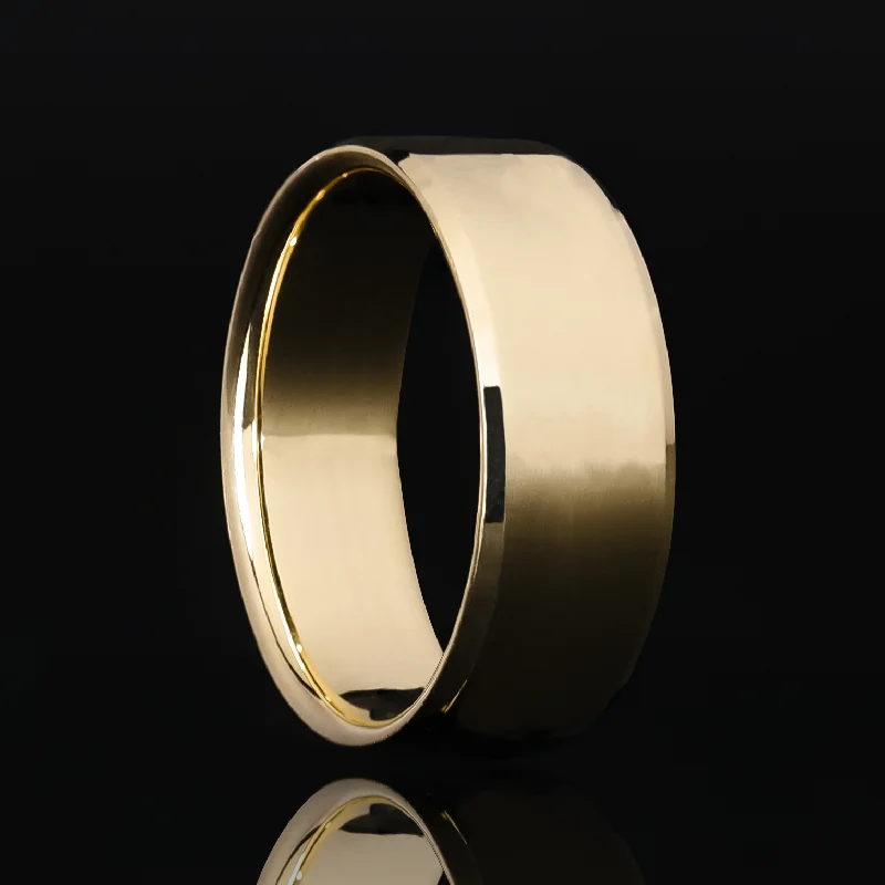 women sterling silver rings -8mm Beveled Gold Ring