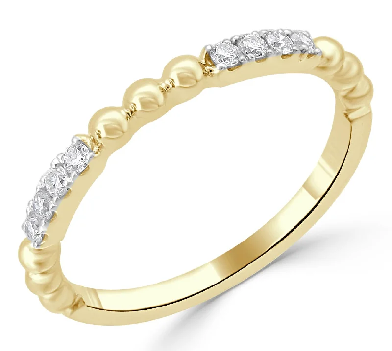 women simple rings -14k Gold & Diamond Beaded Ring