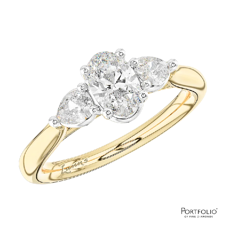 women high-quality rings -Three Stone 0.45ct G VS1 Diamond Yellow Gold/Platinum Ring