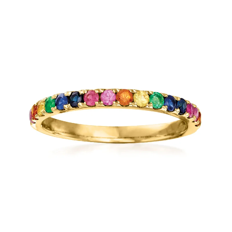 women elegant wedding engagement rings -Ross-Simons Mixed Gemstone Ring in 14kt Yellow Gold