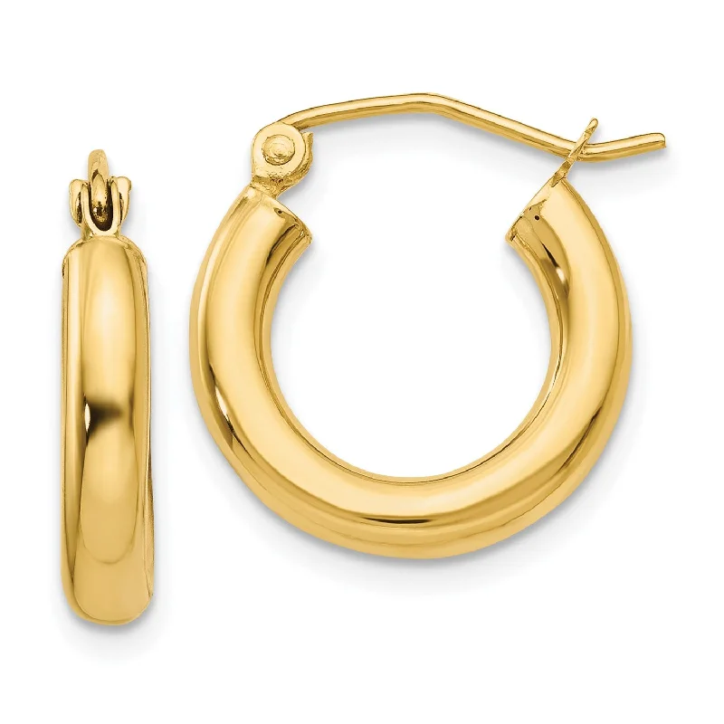 women modern earrings -14KT Yellow Gold 16X3MM Hoop Earrings