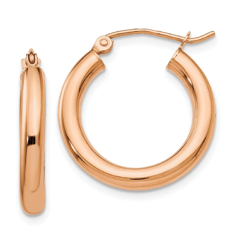 women chic earrings -14KT Rose Gold 20X3MM Hoop Earrings