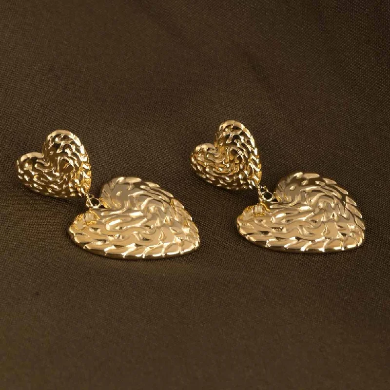 women pearl stud earrings -Rippled Hearts Earrings