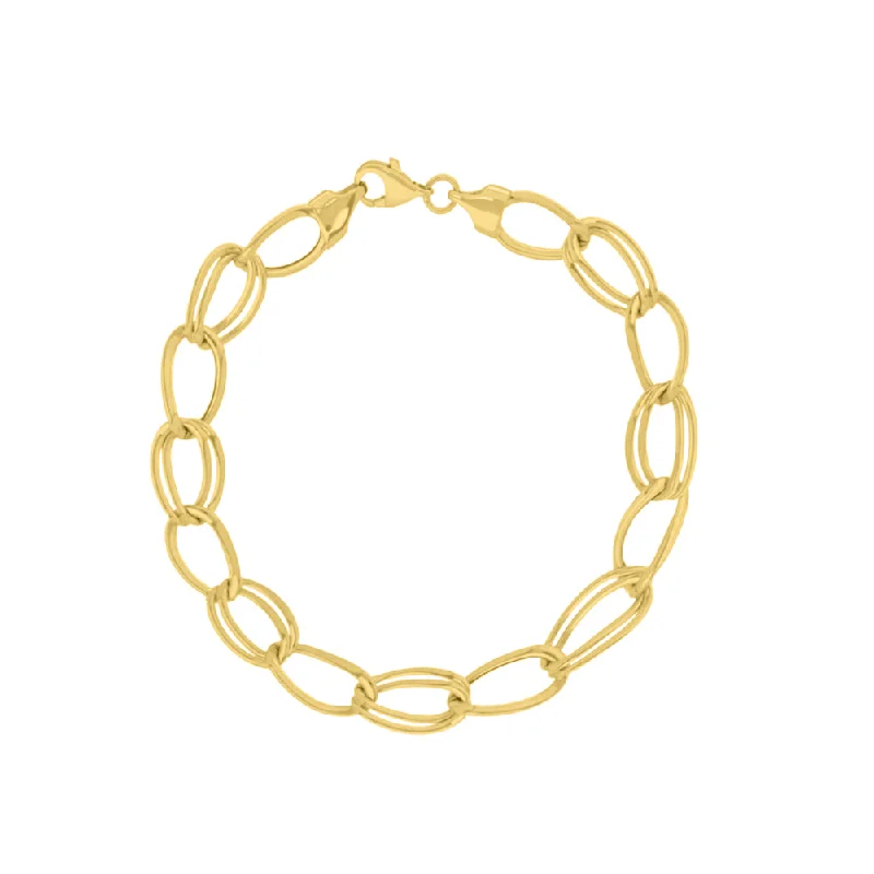 women modern bangles -14k Gold Oval Link Bracelet, 7.25"