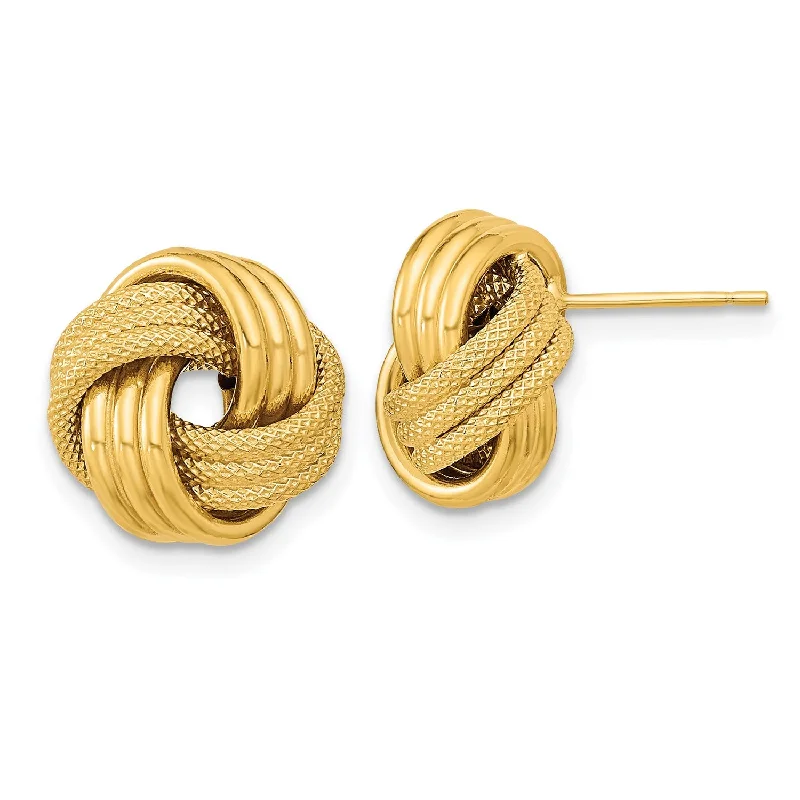 women stud earrings -14KT Yellow Gold Love Knot Earrings