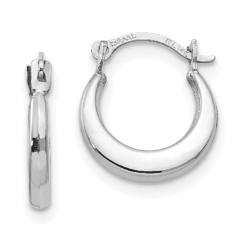 women chic drop earrings -14KT White Gold 2X7MM Hoop Earrings