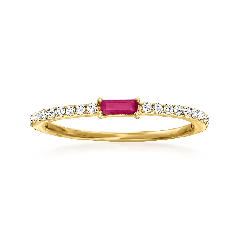 women double halo engagement rings -Ross-Simons Ruby and . Diamond Ring in 14kt Yellow Gold