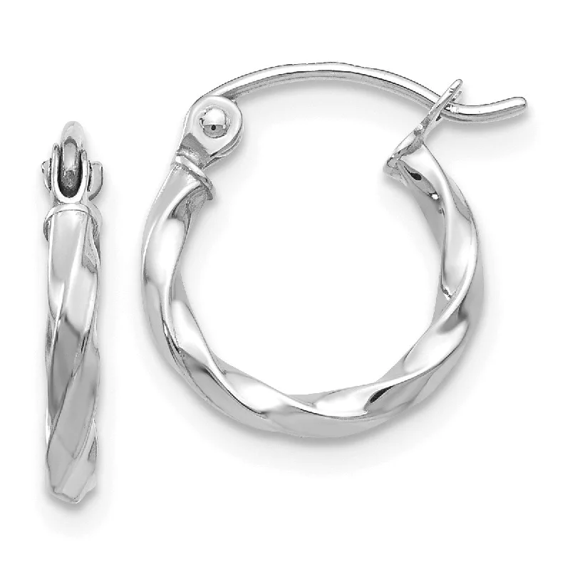 women pearl earrings -14KT White Gold 10X2MM Twist Hoop Earrings