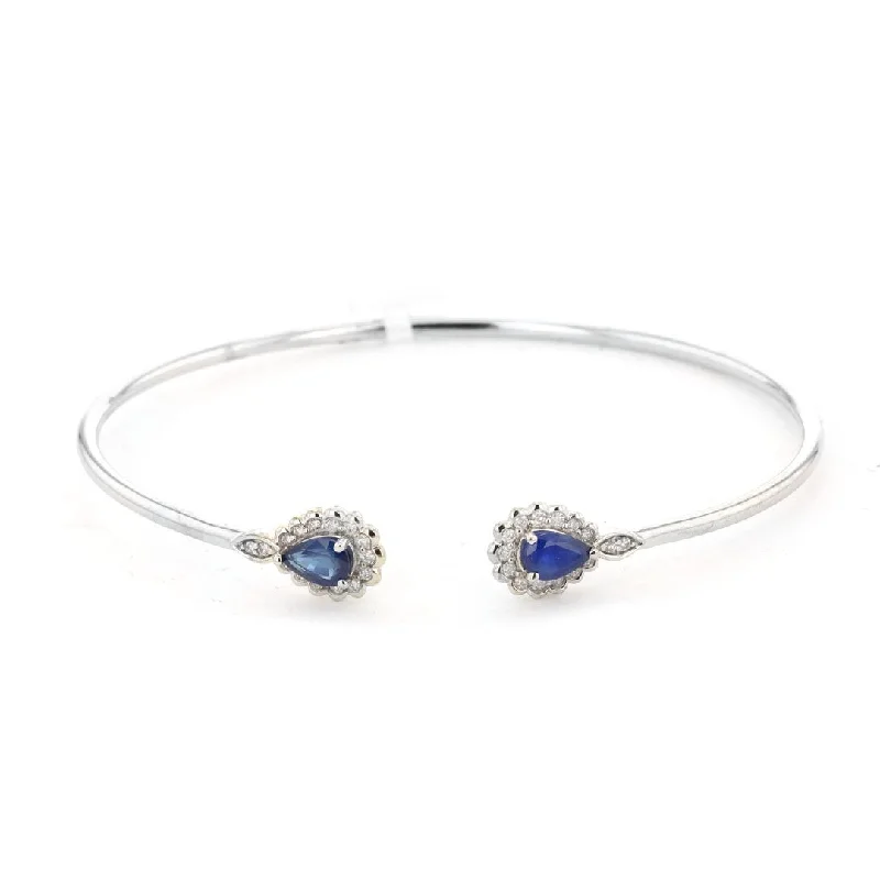 women gold bangles -Blue Sapphire & Diamond Bangle Bracelet