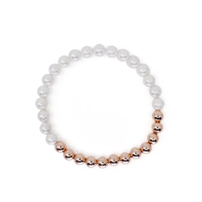 women friendship bracelets -Eternity Pearl Bracelet in Rose Gold