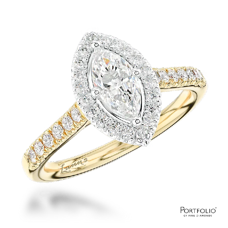 women anniversary rings -Cluster 0.41ct F SI1 Diamond Yellow Gold/Platinum Ring