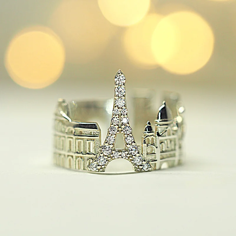 women unique engagement rings -Paris Ring with many Diamonds