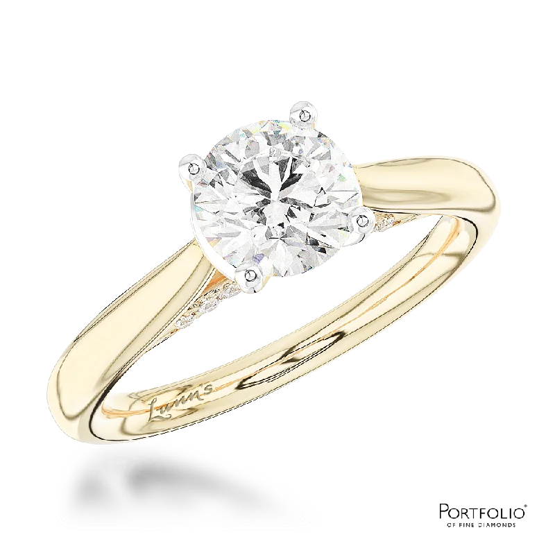 women unique wedding bands -Solitaire 0.90ct E VS2 Diamond Yellow Gold/Platinum Ring