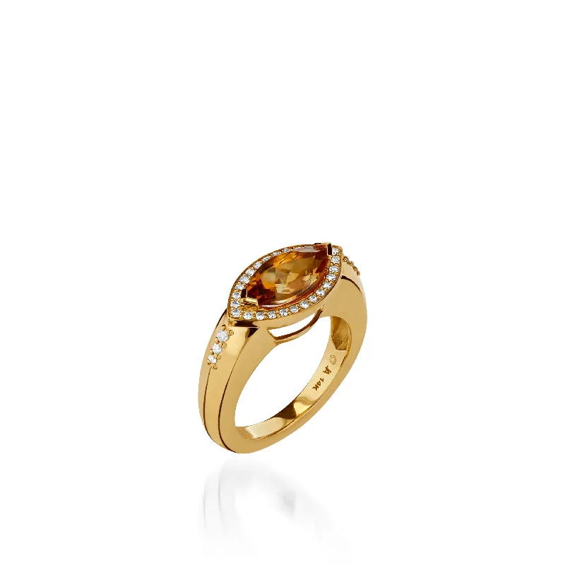 women rose gold rings -Elixir Gemstone Stack Ring with Diamonds