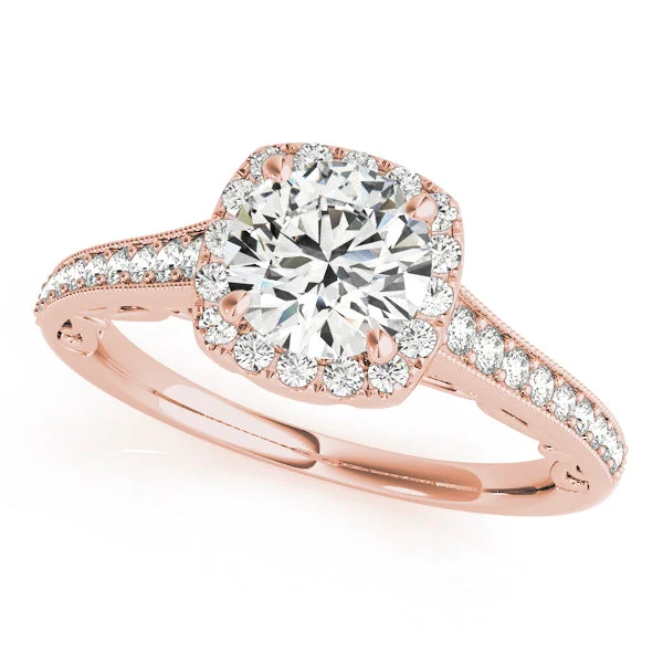 women rose gold engagement rings -18kt Rose Gold Halo Engagement Ring Setting