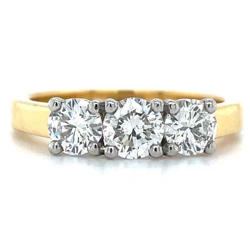 women modern engagement rings -Leanna - 18ct Yellow Gold 1ct Three Stone Earth Grown Diamond Engagement Ring