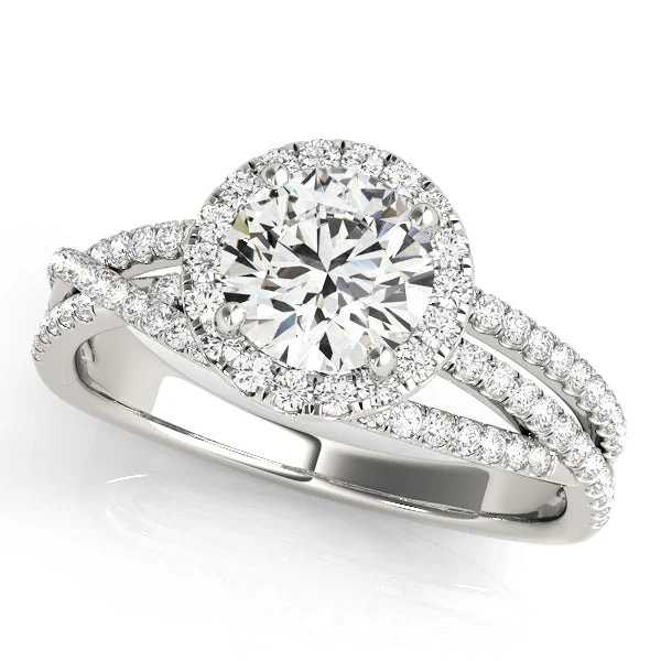 women elegant vintage engagement rings -14kt White Gold Multi-Row Halo Engagement Ring Setting