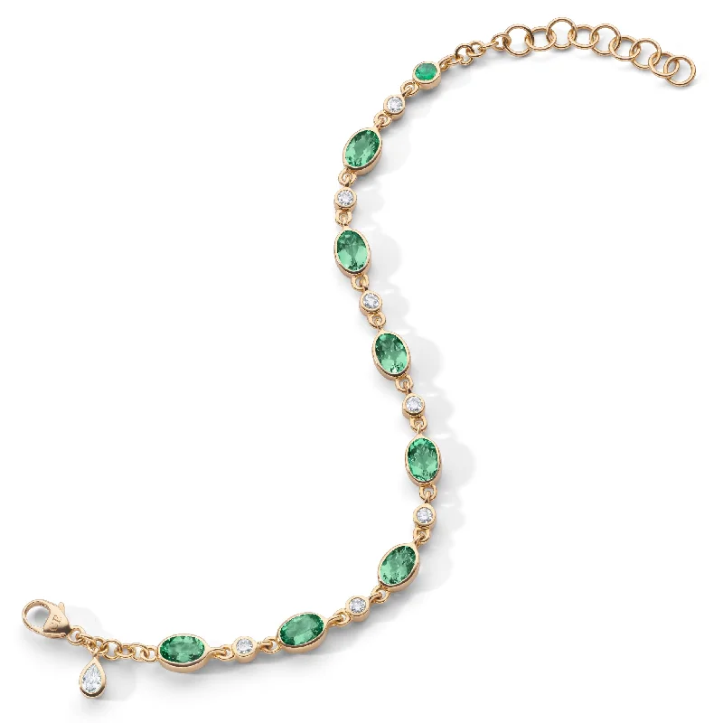 women trendy bracelets -Green Tourmaline Tennis Bracelet in 18K Gold