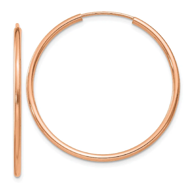 women long drop earrings -14KT Rose Gold 33X1.5MM Hoop Earrings